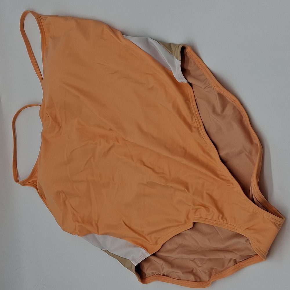 J. Crew Active Colorblock One-Piece Swimsuit Bright Canteloupe 22